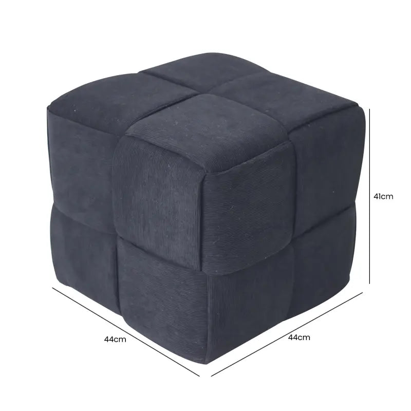 Black Velvet Square Woven Ottoman Lina Home