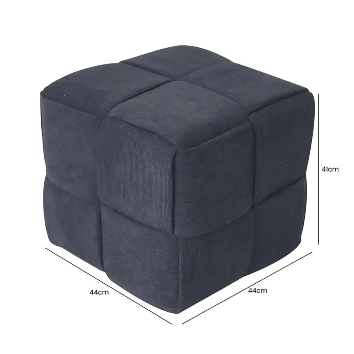 Black Velvet Square Woven Ottoman Lina Home