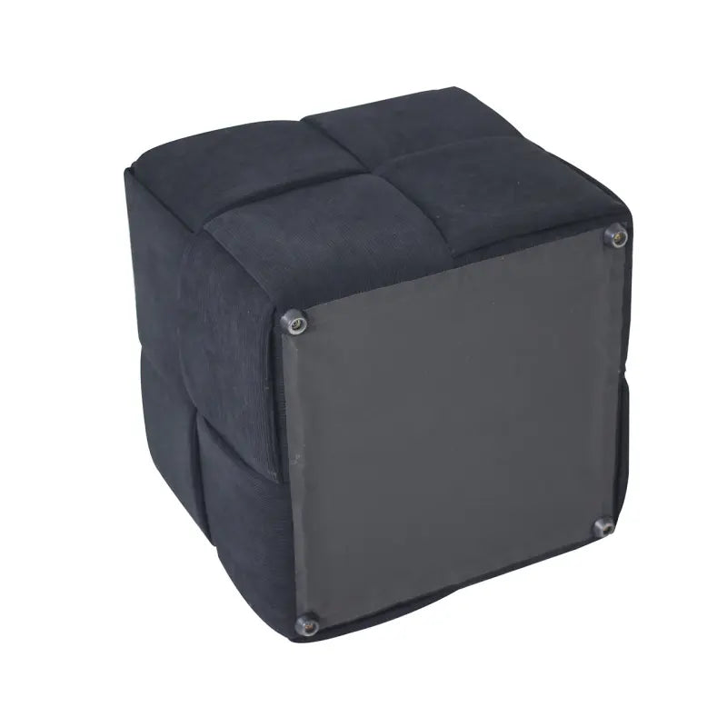 Black Velvet Square Woven Ottoman Lina Home