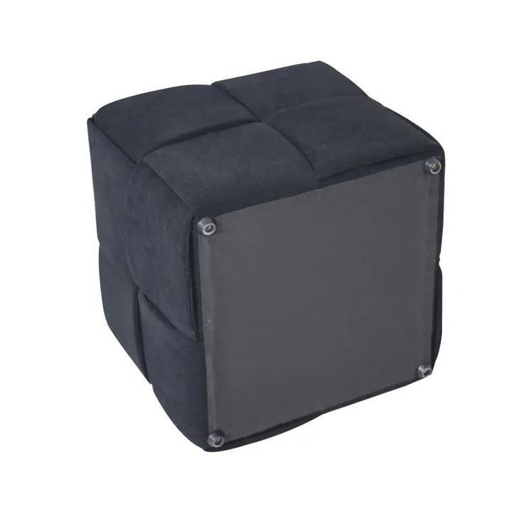 Black Velvet Square Woven Ottoman Lina Home