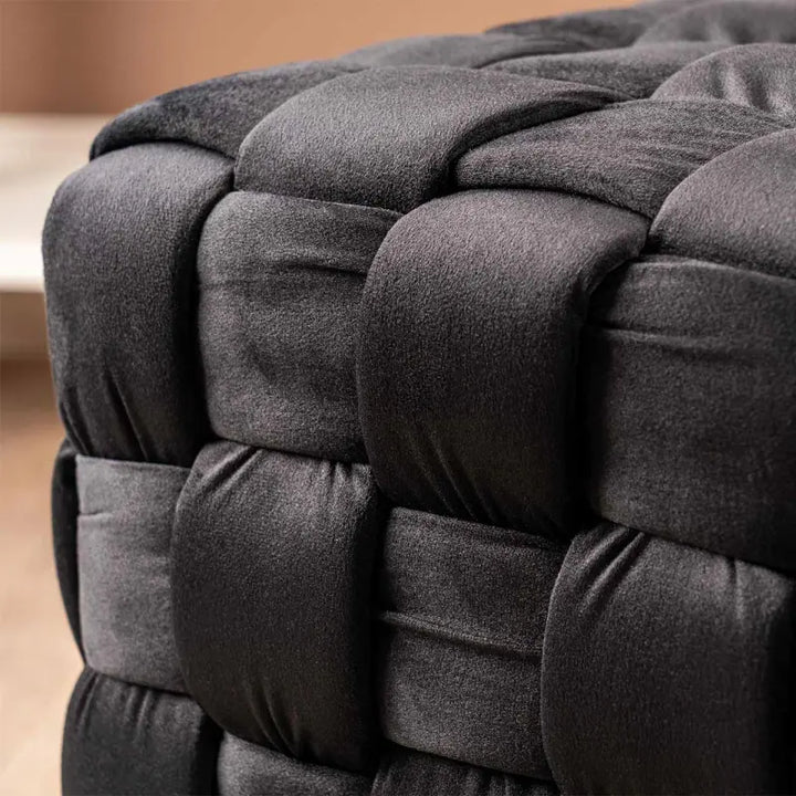 Black Velvet Woven Ottoman Lina Home