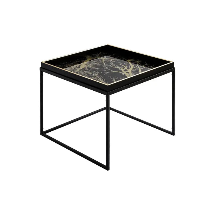 Black & Gold Metal Coffee Table With Tray Lina Home