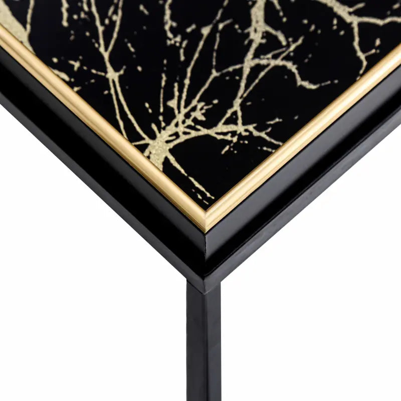 Black & Gold Metal Coffee Table With Tray Lina Home