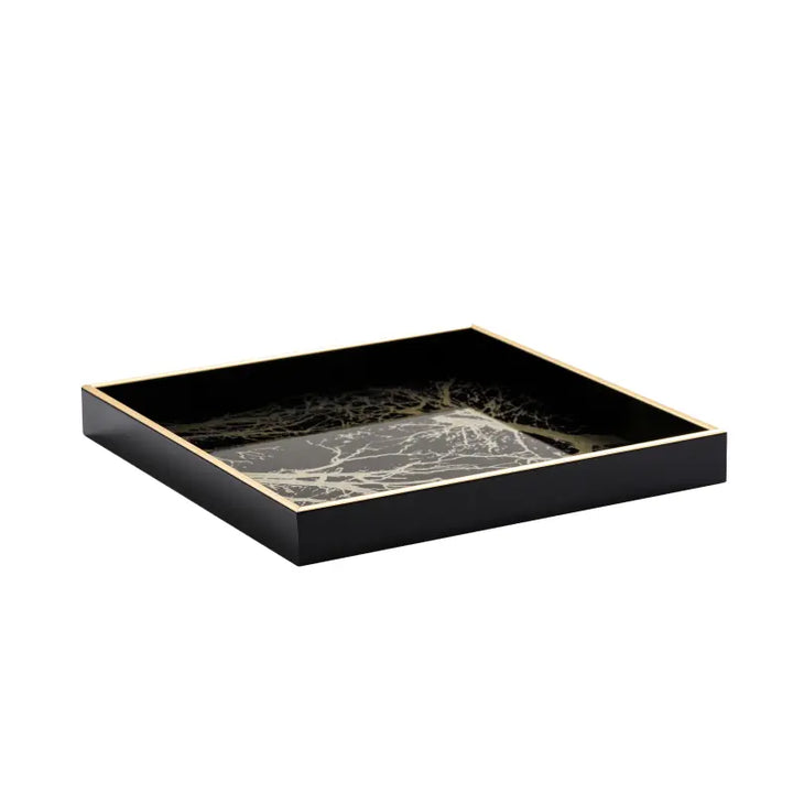 Black & Gold Metal Coffee Table With Tray Lina Home