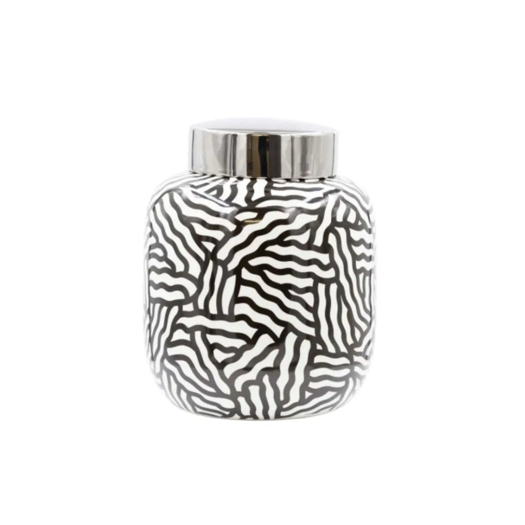 Black and White Ginger Jar Lina Home