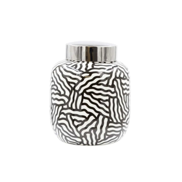 Black and White Ginger Jar Lina Home