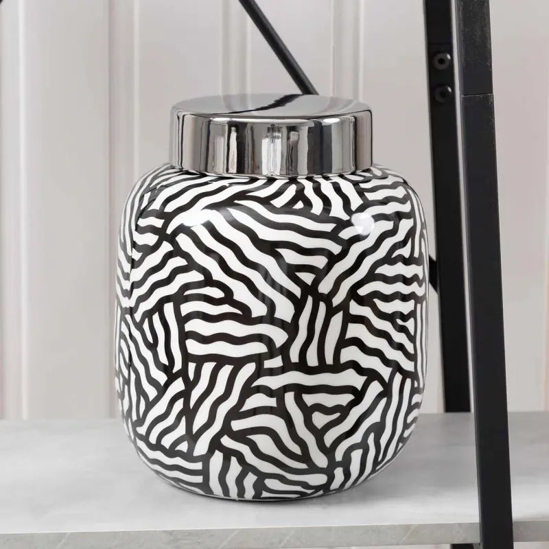 Black and White Ginger Jar Lina Home