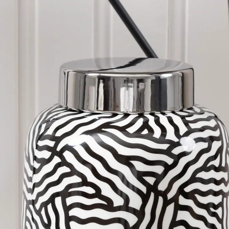 Black and White Ginger Jar Lina Home