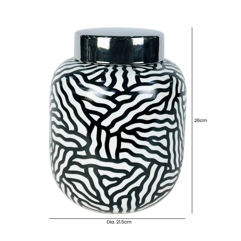 Black and White Ginger Jar Lina Home
