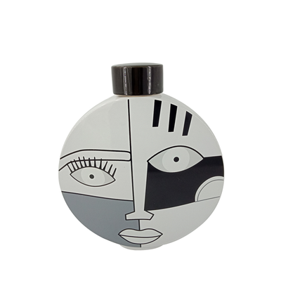 Black and White Face Abstract 34cm Ginger Jar Lina Home