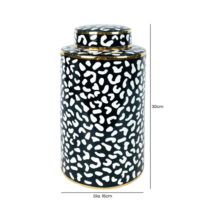 Black And White Paw Print Ginger Jar - 30 cm Lina Home