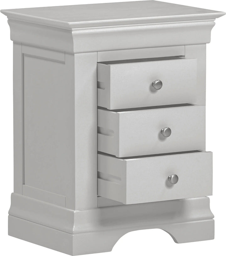 Bordova 3 Drawer Bedside in Pebble Grey Seconique Furniture
