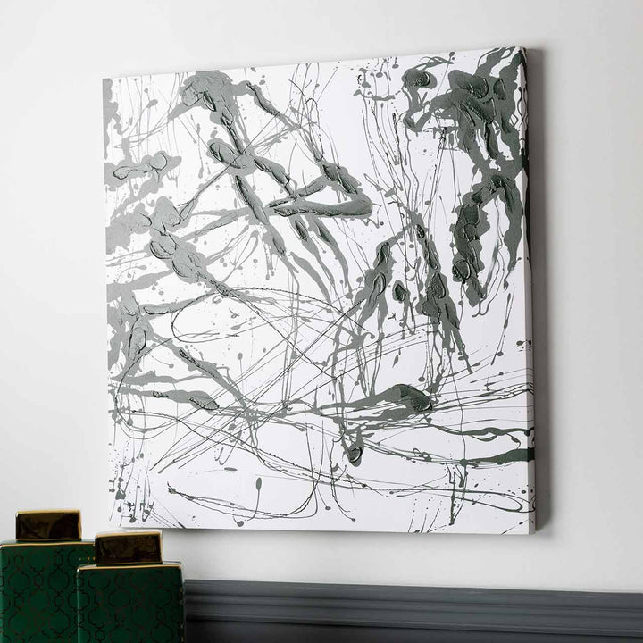 Green & White Abstract Canvas Wall Art – 80x80 cm Lina Home