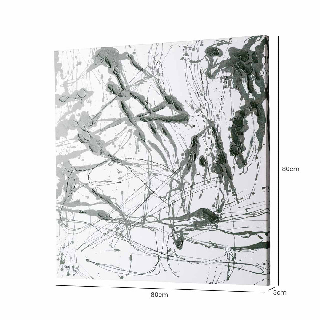 Green & White Abstract Canvas Wall Art – 80x80 cm Lina Home