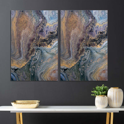 Blue, Purple & Gold Abstract Canvas Wall Art – 80x120 cm Lina Home