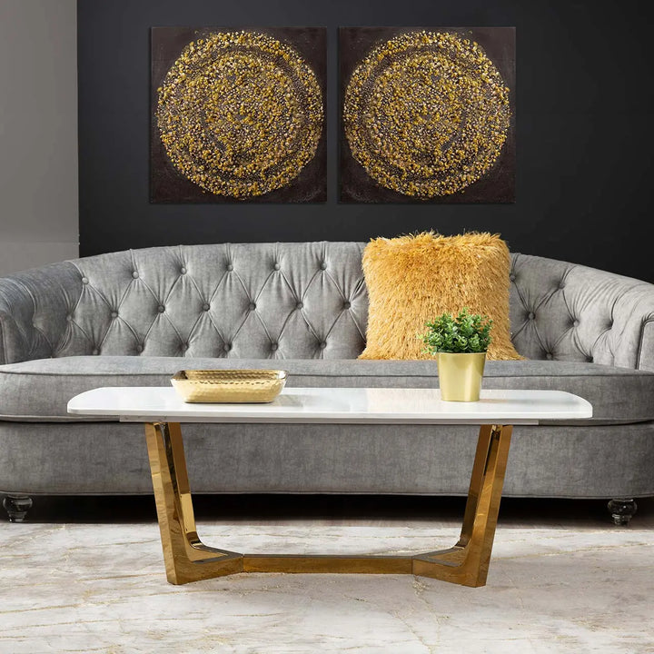 Black and Gold Spiral Abstract Canvas Wall Art Lina Home