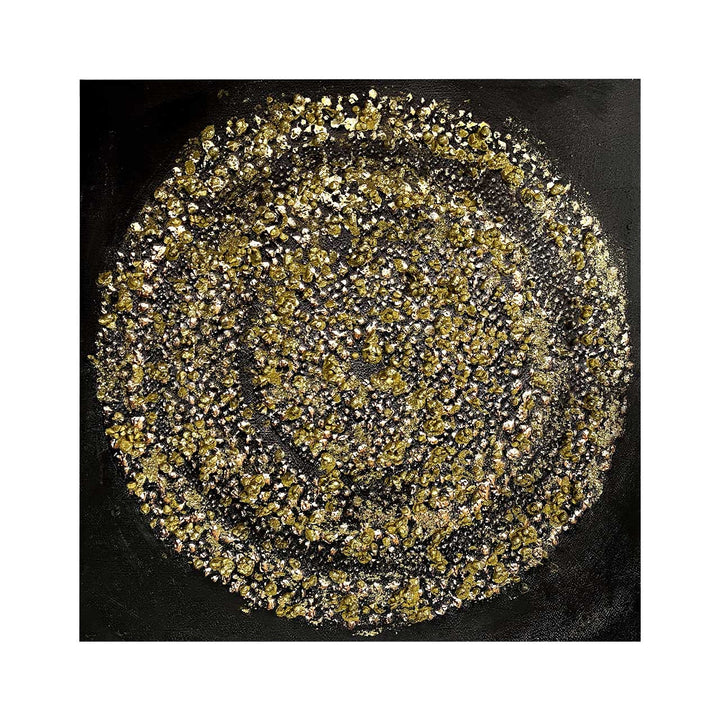 Black and Gold Spiral Abstract Canvas Wall Art Lina Home