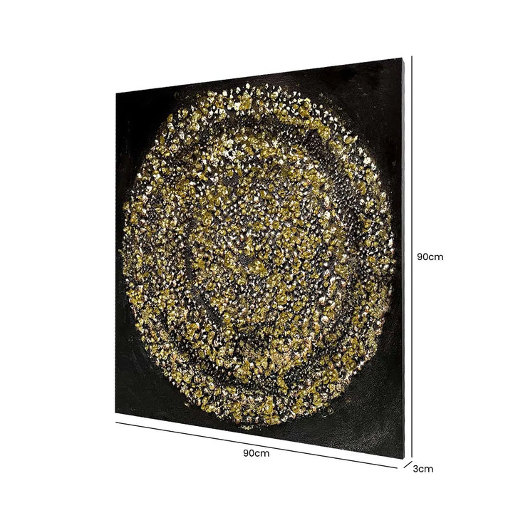 Black and Gold Spiral Abstract Canvas Wall Art Lina Home