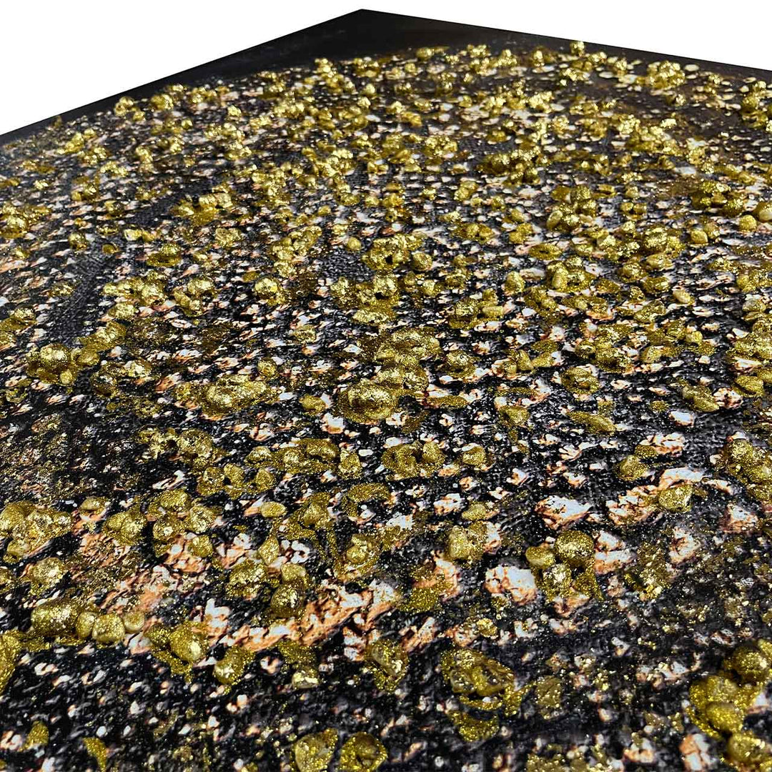 Black and Gold Spiral Abstract Canvas Wall Art Lina Home