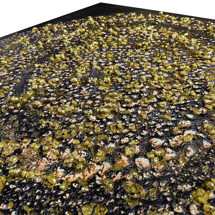 Black and Gold Spiral Abstract Canvas Wall Art Lina Home