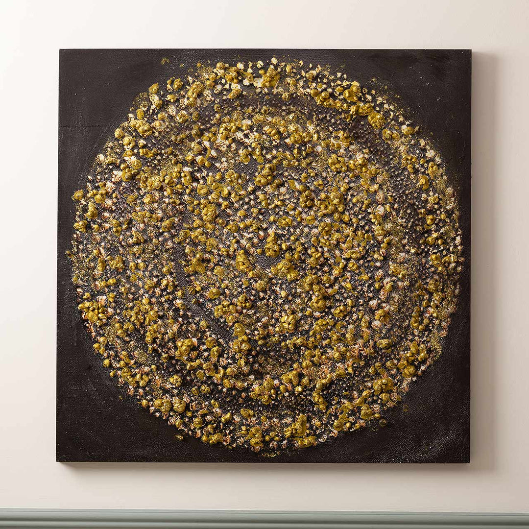 Black and Gold Spiral Abstract Canvas Wall Art Lina Home