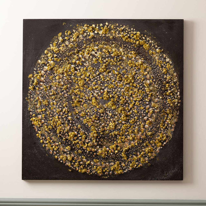 Black and Gold Spiral Abstract Canvas Wall Art Lina Home