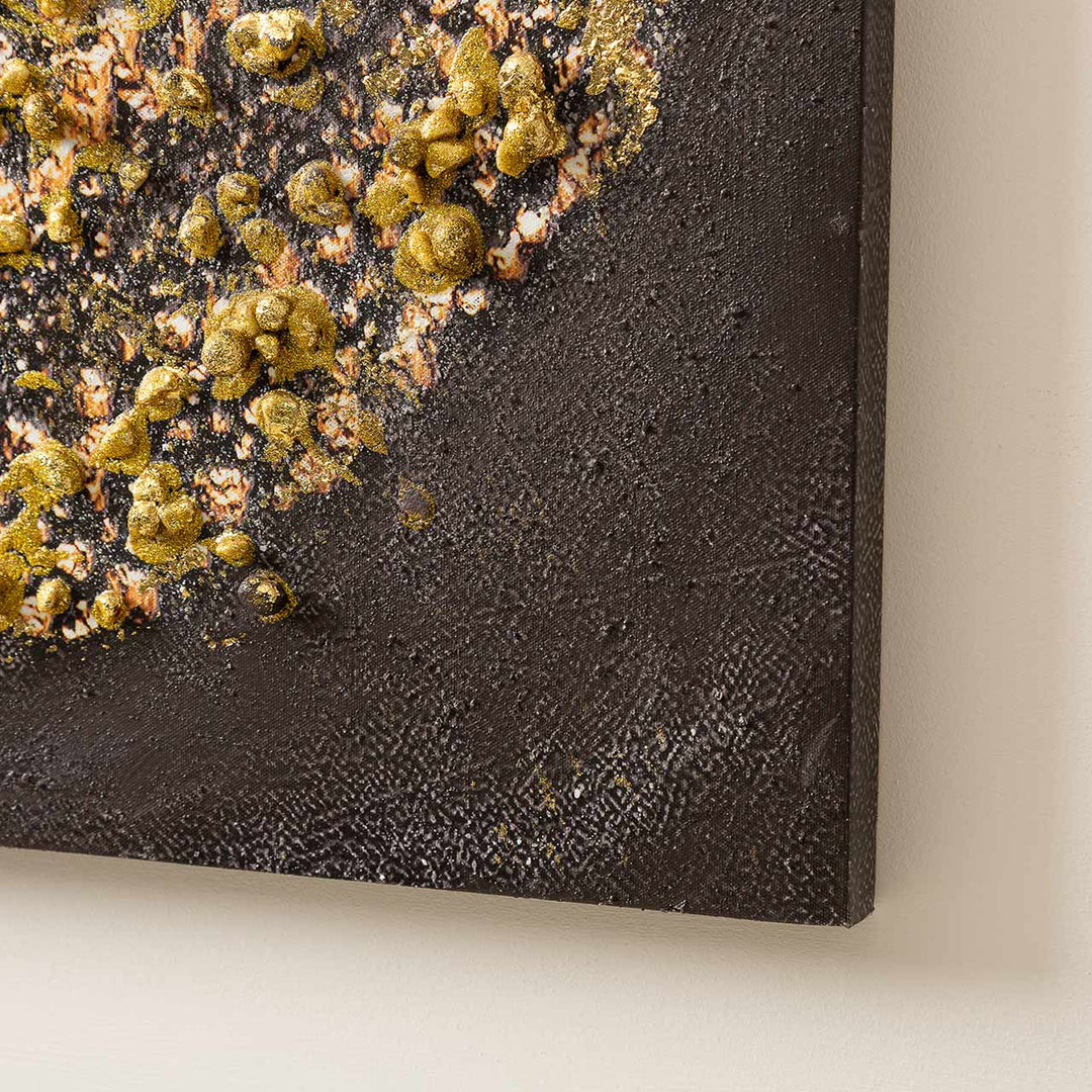 Black and Gold Spiral Abstract Canvas Wall Art Lina Home