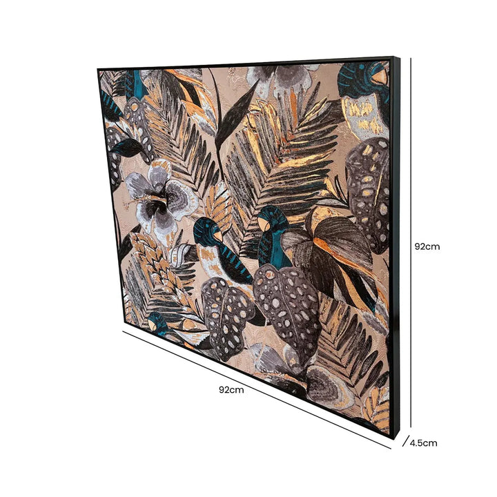 Framed Nature Canvas Wall Art in Blue, Grey & Black Lina Home