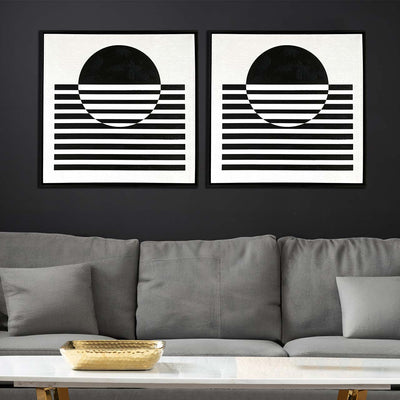 Black & White Geometric Canvas Wall Art Lina Home