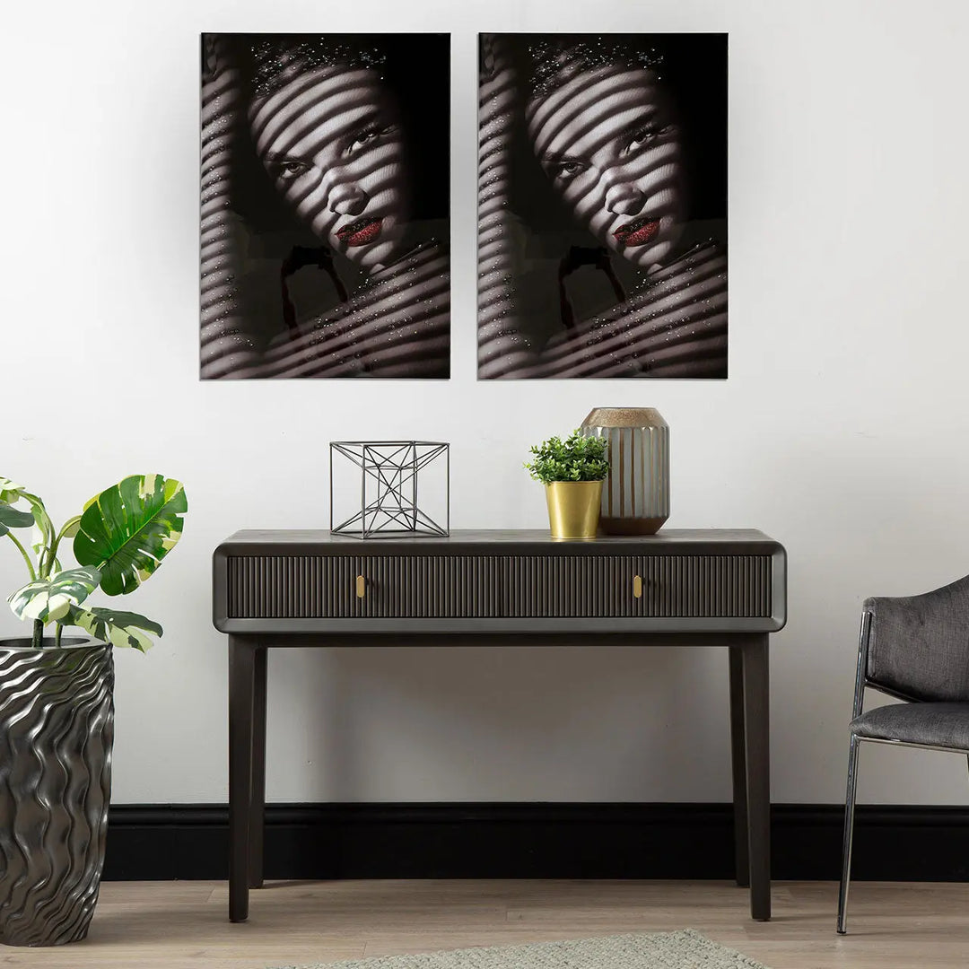 Black & White Face Canvas Wall Art Lina Home