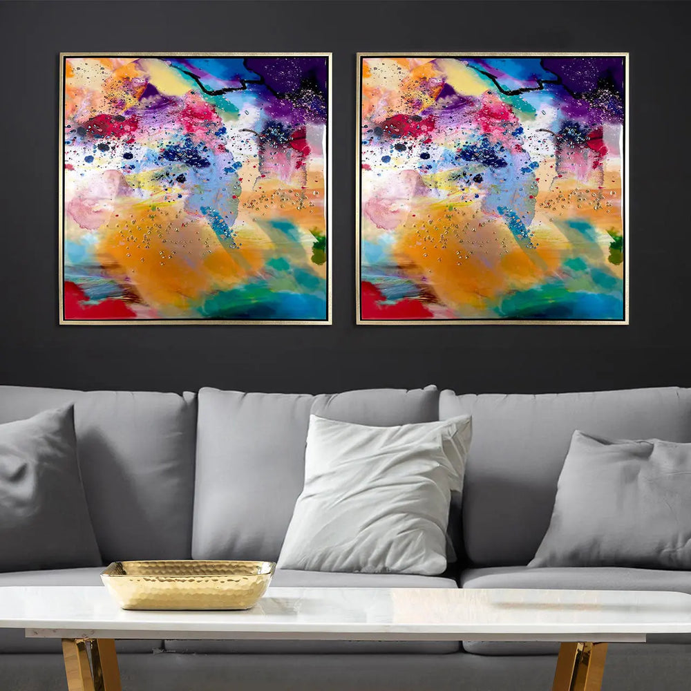 Framed Multicoloured Abstract Canvas Wall Art Lina Home