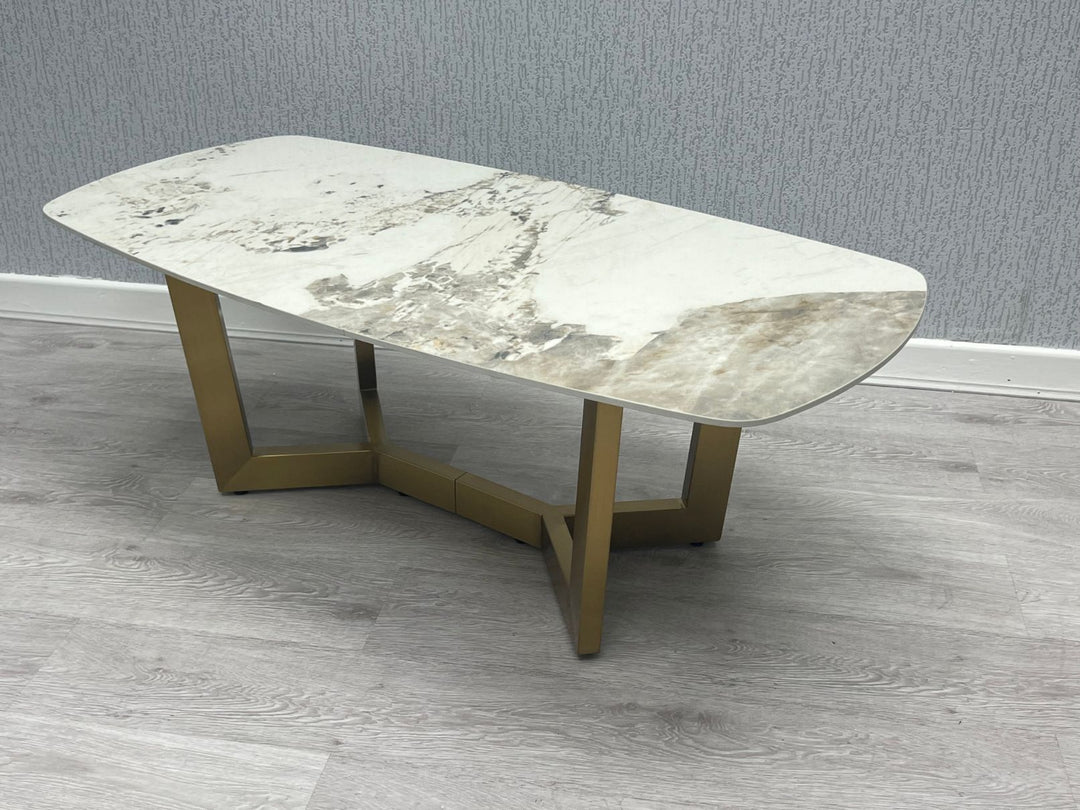 Stratford Oval Ceramic Gold Coffee Table
