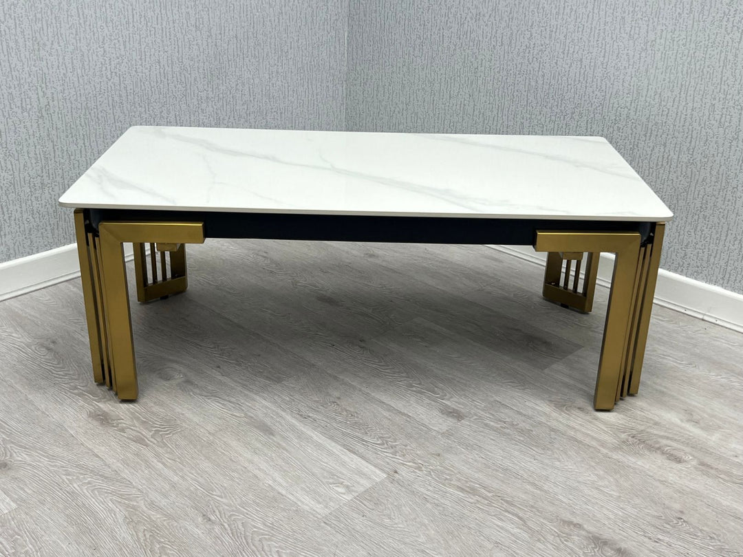 Stratford Rectangle Ceramic Gold Coffee Table