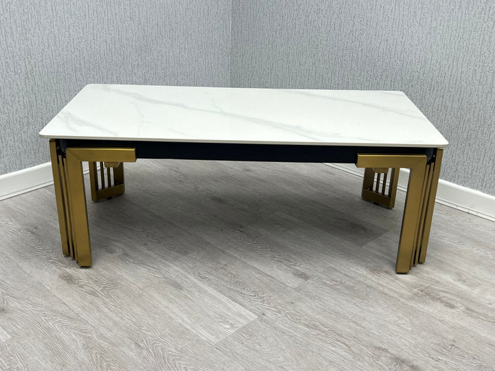 Stratford Rectangle Ceramic Gold Coffee Table