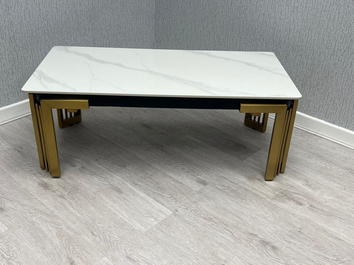 Stratford Rectangle Ceramic Gold Coffee Table