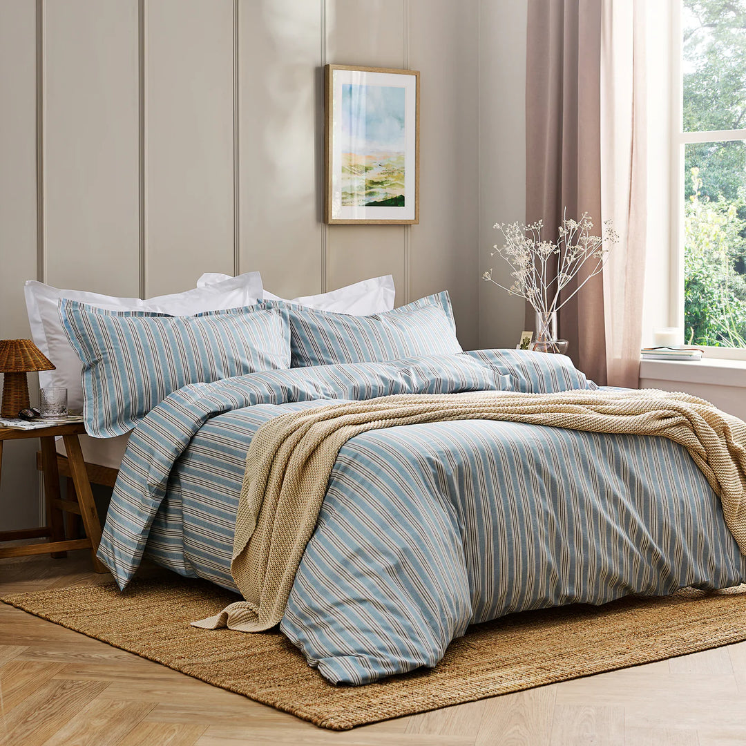 Christy Calder Stripe Duvet Set in Blue