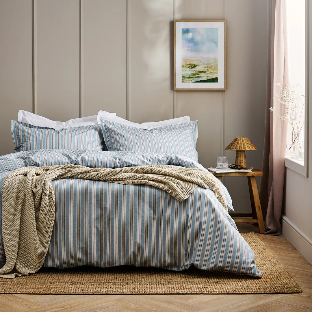 Christy Calder Stripe Duvet Set in Blue