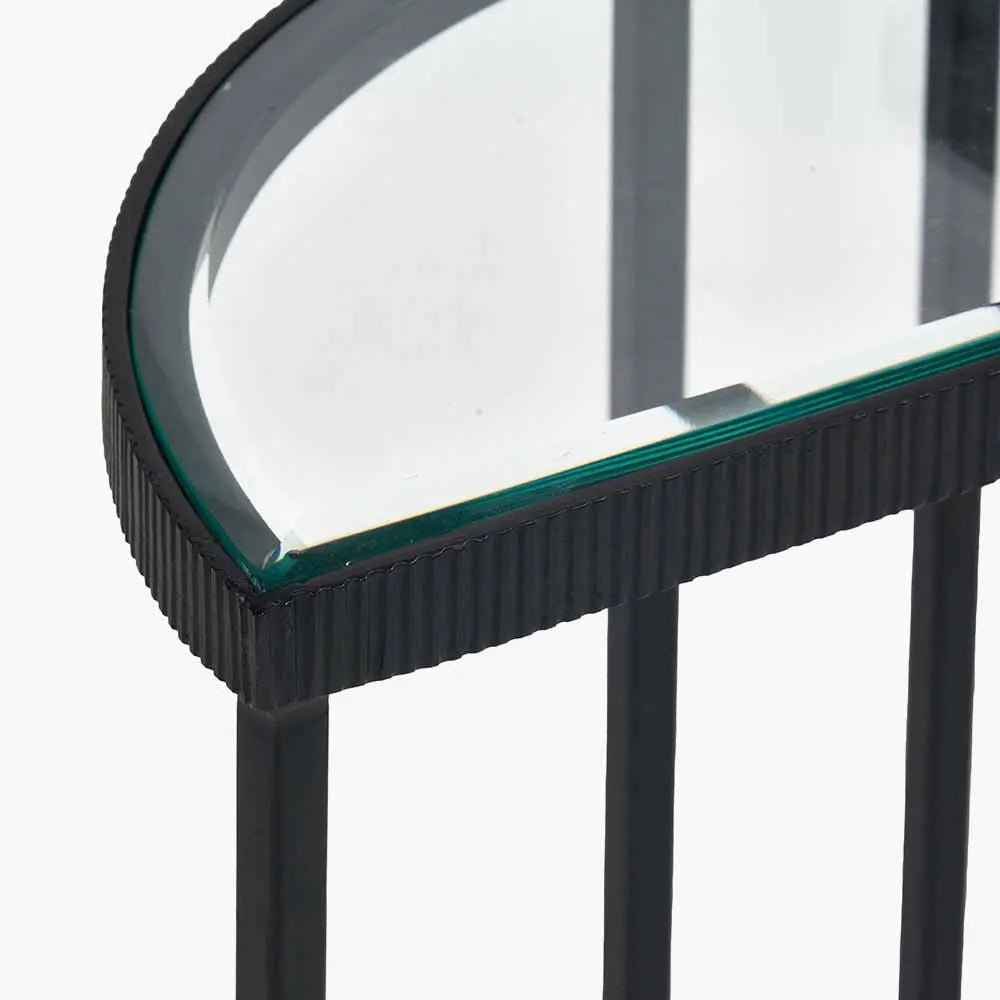 Caprisse Mirrored Glass and Graphite Metal Coffee Table   Nicholas John Interiors