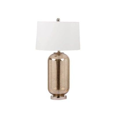 Champagne Mercury Table Lamp with Cream Faux Silk Shade Lina Home