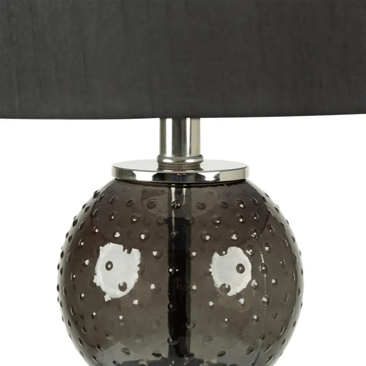 Clear Black Glass Table Lamp with Black Faux Silk Shade Lina Home