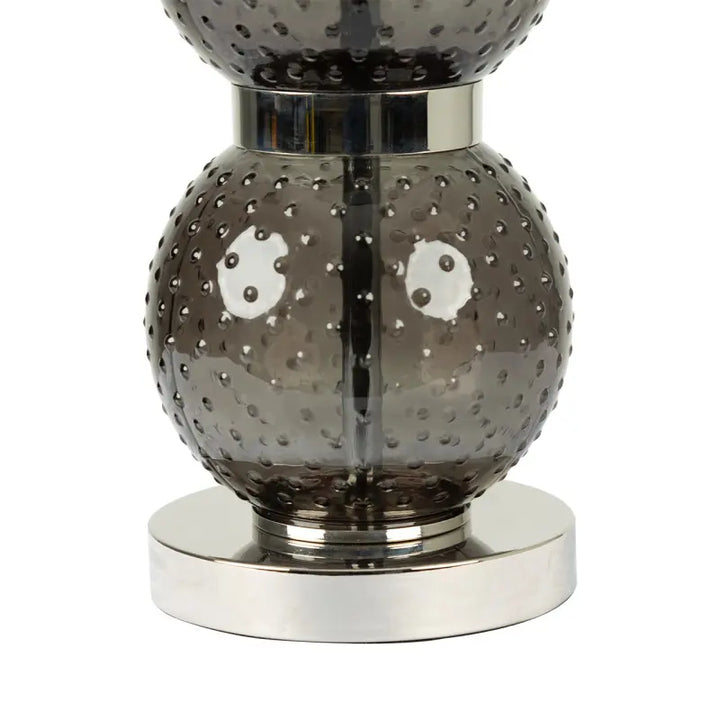 Clear Black Glass Table Lamp with Black Faux Silk Shade Lina Home