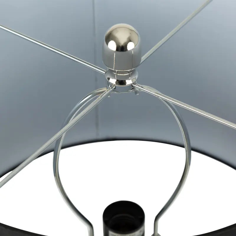 Clear Black Glass Table Lamp with Black Faux Silk Shade Lina Home