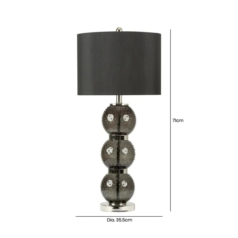 Clear Black Glass Table Lamp with Black Faux Silk Shade Lina Home