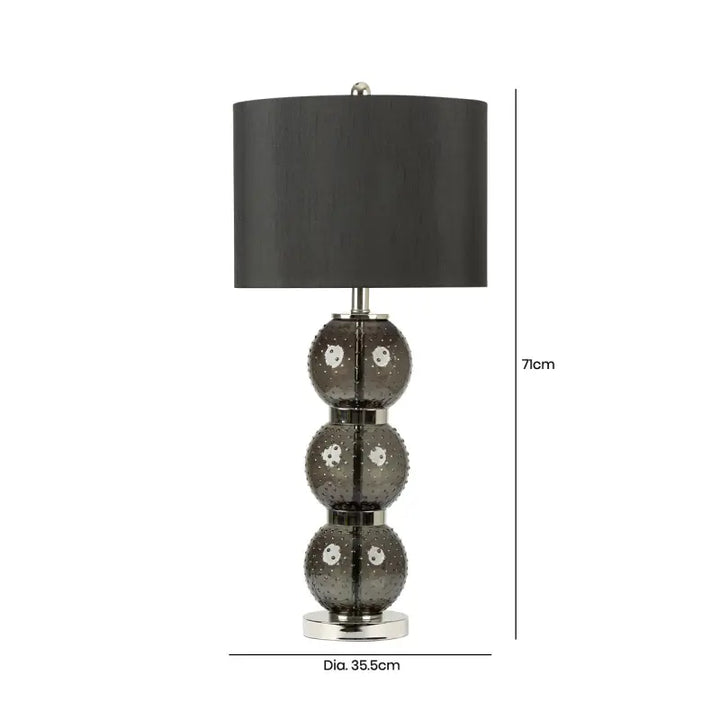 Clear Black Glass Table Lamp with Black Faux Silk Shade Lina Home
