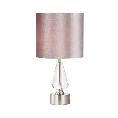 Crystal Table Lamp with Light Grey Velvet Shade Lina Home
