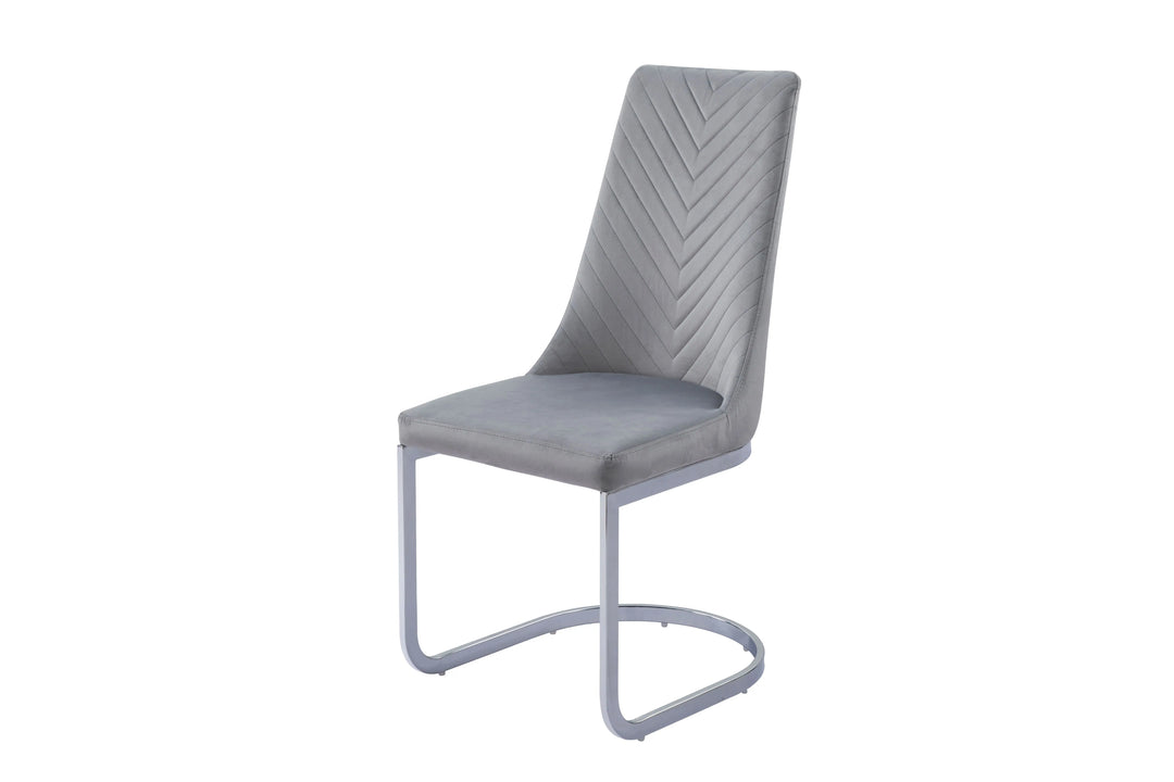 Savino Chair in Grey French Velvet – Modern Chrome Dining Chair Giatalia