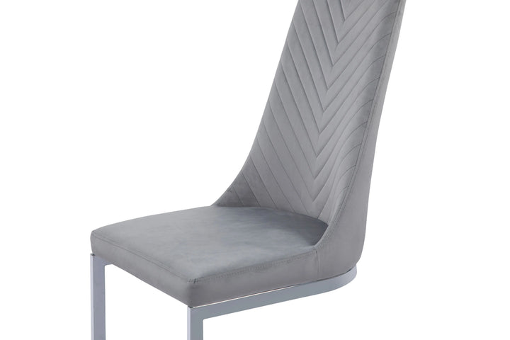 Savino Chair in Grey French Velvet – Modern Chrome Dining Chair Giatalia