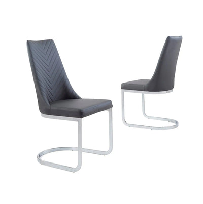 Savino Chair in Grey PU – Modern Faux Leather Dining Chair Giatalia