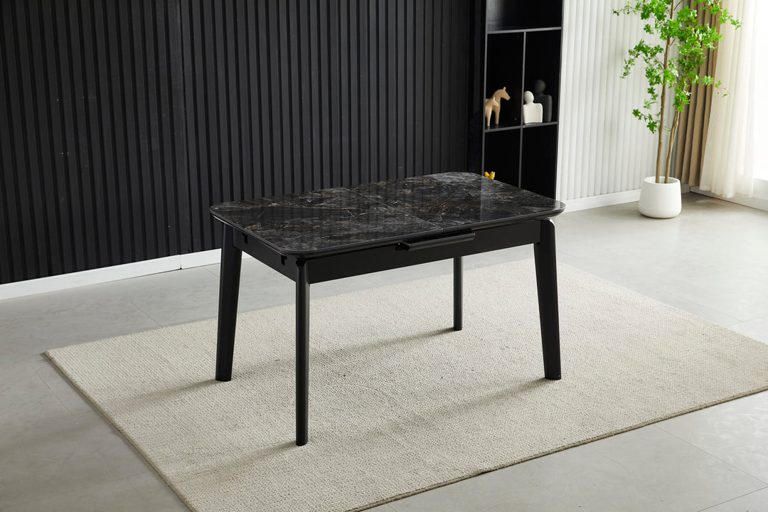 Astoria Extending Black Gold Ceramic Table