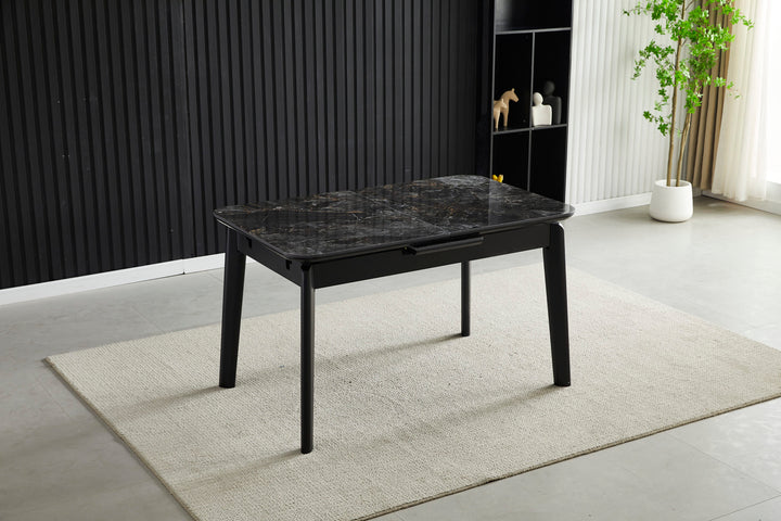 Astoria Extending Black Gold Ceramic Table